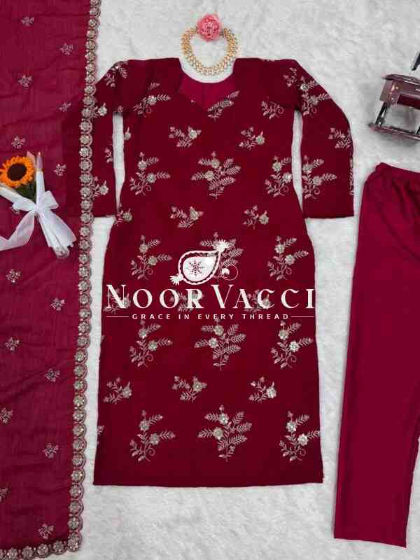Crunchy Silk Embroidered Set with Dupatta – Premium Series Quality - Image 9