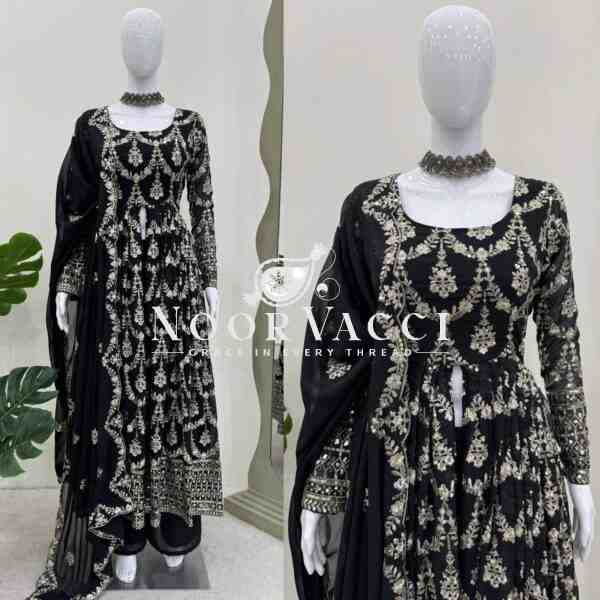 Faux Georgette Embroidered Suit with All-Over Thread Work - Image 7