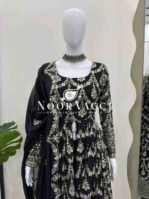 Faux Georgette Embroidered Suit with All-Over Thread Work - Image 3