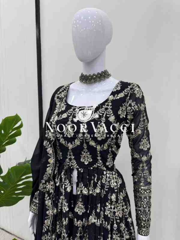 Faux Georgette Embroidered Suit with All-Over Thread Work - Image 4