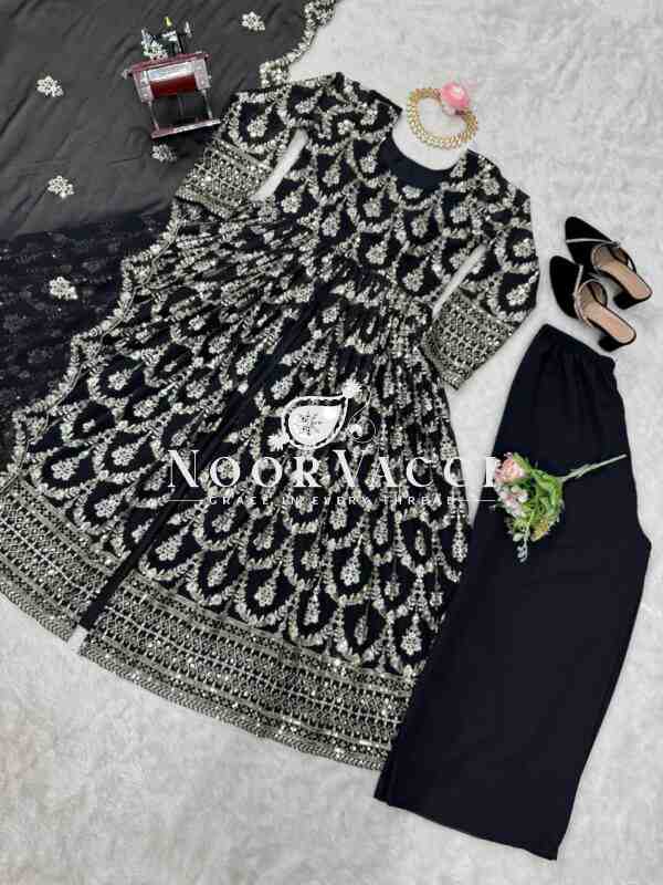 Faux Georgette Embroidered Suit with All-Over Thread Work - Image 9
