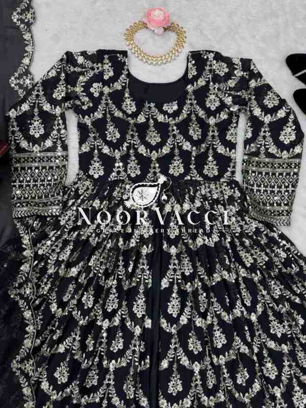 Faux Georgette Embroidered Suit with All-Over Thread Work - Image 6