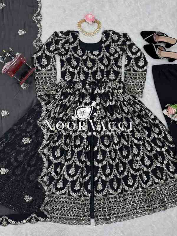 Faux Georgette Embroidered Suit with All-Over Thread Work - Image 5