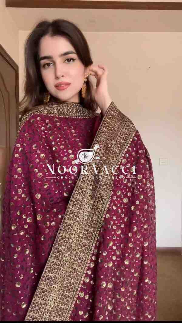 Monsoon Silk Thread & Sequence Embroidered Set with Dupatta - Image 4