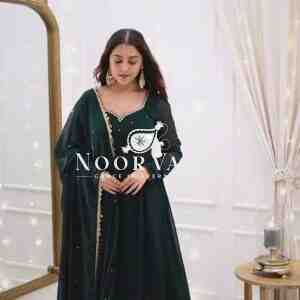 Faux Georgette Handworked Anarkali Set with Dupatta