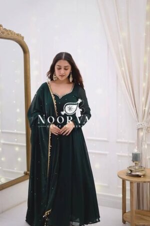 Shop Faux Georgette Handworked Anarkali Set with Dupatta