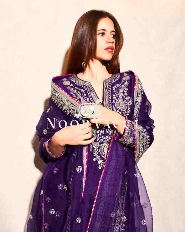 Luxurious Heavy Chinnon Silk Embroidered Plazzo Set with Dupatta – Premium Party & Festive Wear - Image 5