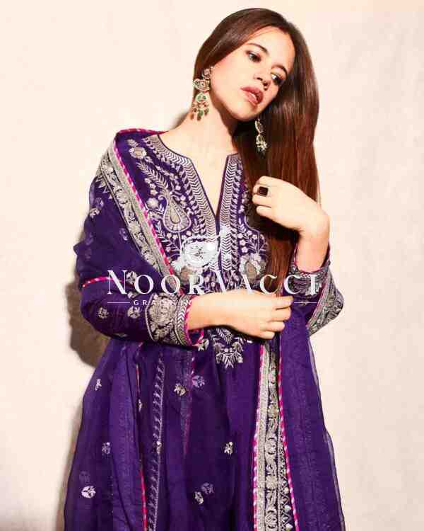 Luxurious Heavy Chinnon Silk Embroidered Plazzo Set with Dupatta – Premium Party & Festive Wear - Image 2