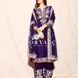 Luxurious Heavy Chinnon Silk Embroidered Plazzo Set with Dupatta – Premium Party & Festive Wear