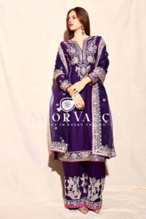 Buy Luxurious Heavy Chinnon Silk Embroidered Plazzo Set with Dupatta – Premium Party & Festive Wear