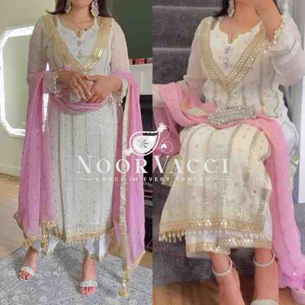 Designer Long Pakistani Suit in Faux Georgette – Party Wear Set - Image 2