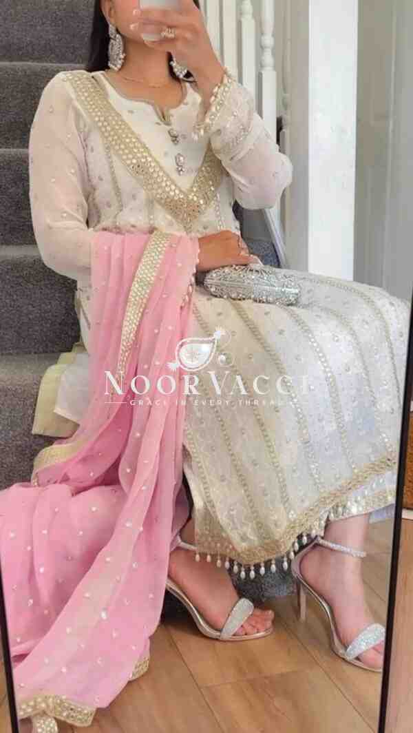 Designer Long Pakistani Suit in Faux Georgette – Party Wear Set - Image 3