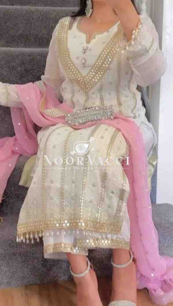 Designer Long Pakistani Suit in Faux Georgette – Party Wear Set - Image 4