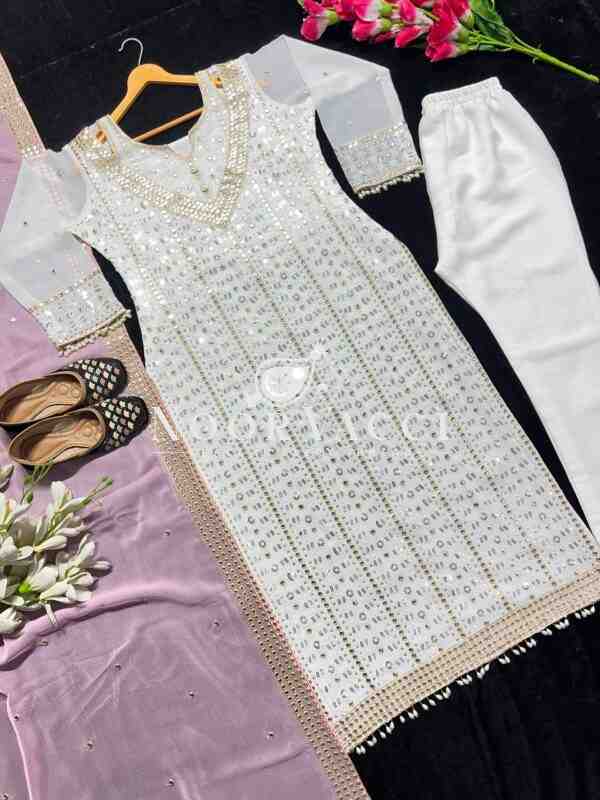Designer Long Pakistani Suit in Faux Georgette – Party Wear Set - Image 6