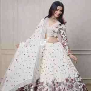 Boutique Designer Georgette Lehenga Set with Sequence & Thread Work