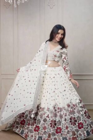Shop Boutique Designer Georgette Lehenga Set with Sequence & Thread Work