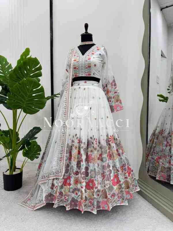 Boutique Designer Georgette Lehenga Set with Sequence & Thread Work - Image 5