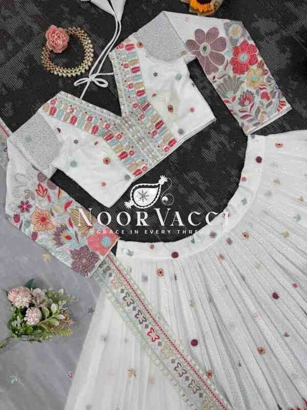 Boutique Designer Georgette Lehenga Set with Sequence & Thread Work - Image 6