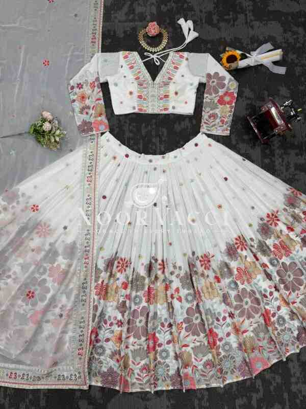 Boutique Designer Georgette Lehenga Set with Sequence & Thread Work - Image 7