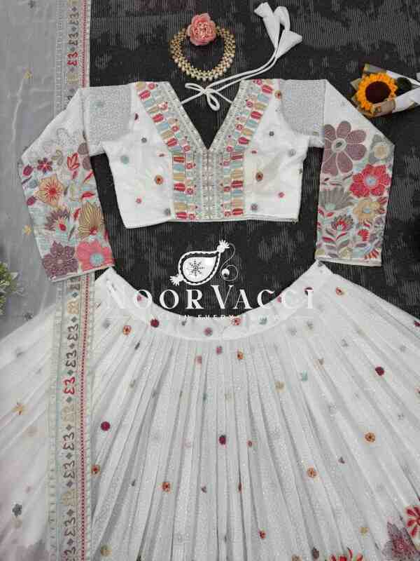 Boutique Designer Georgette Lehenga Set with Sequence & Thread Work - Image 9