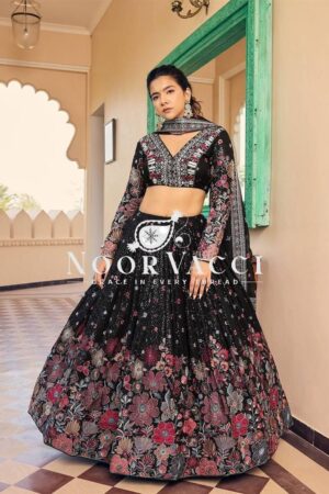 Buy Boutique Designer Georgette Lehenga Set with Sequence & Thread Work