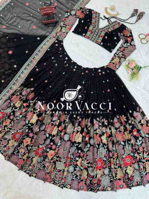 Boutique Designer Georgette Lehenga Set with Sequence & Thread Work - Image 4