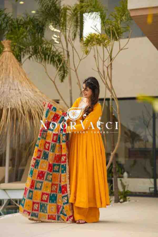 Chinon Silk Plazo Suit Set with Printed Dupatta - Image 3