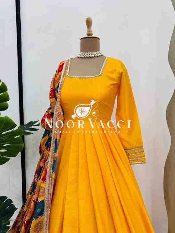 Chinon Silk Plazo Suit Set with Printed Dupatta - Image 7