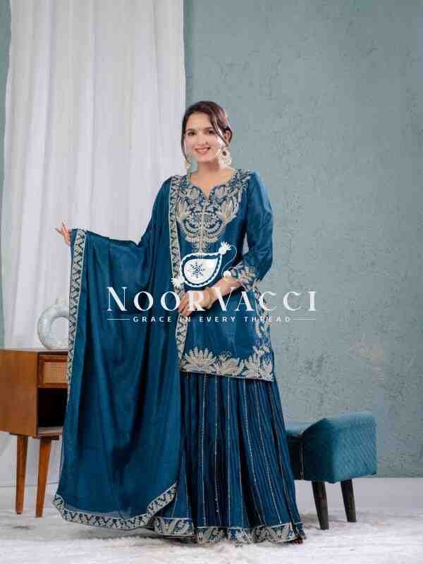 Pure Heavy Chinnon Silk Sharara Suit Set with Dupatta - Image 4