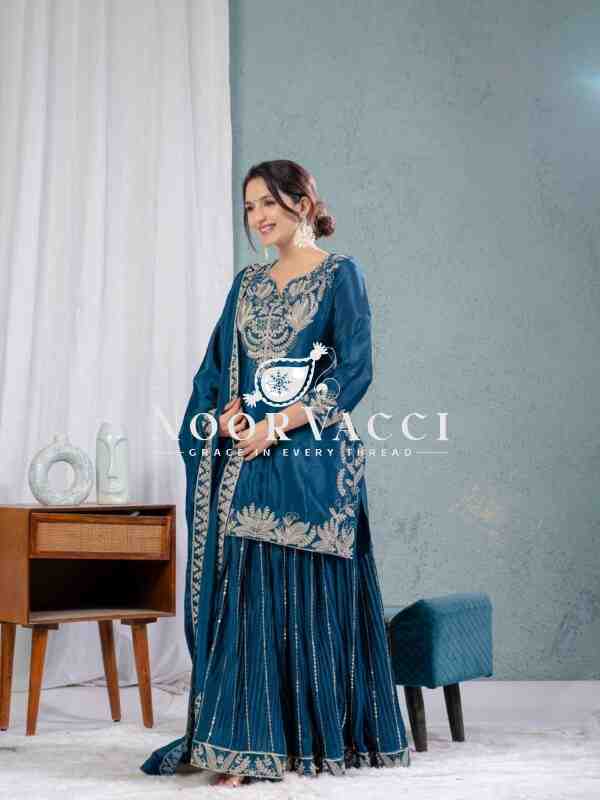 Pure Heavy Chinnon Silk Sharara Suit Set with Dupatta - Image 2