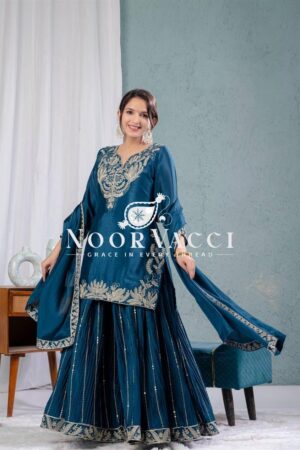 Buy Pure Heavy Chinnon Silk Sharara Suit Set with Dupatta
