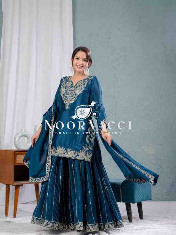 Pure Heavy Chinnon Silk Sharara Suit Set with Dupatta