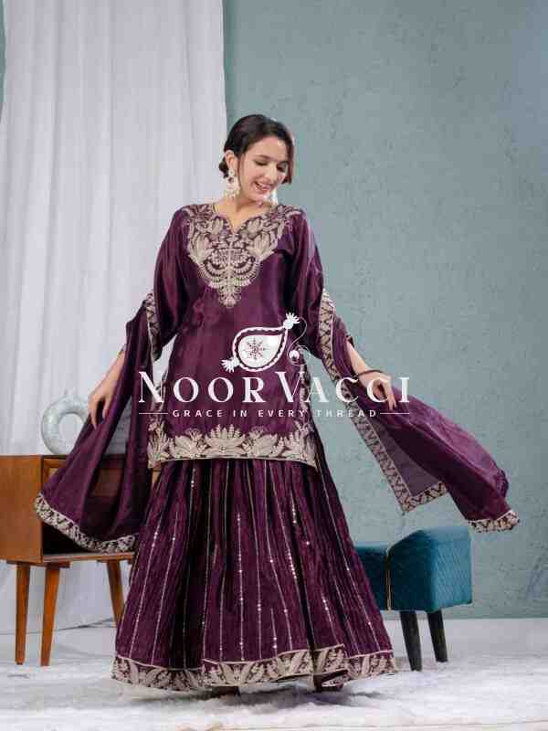 Pure Heavy Chinnon Silk Sharara Suit Set with Dupatta - Image 4