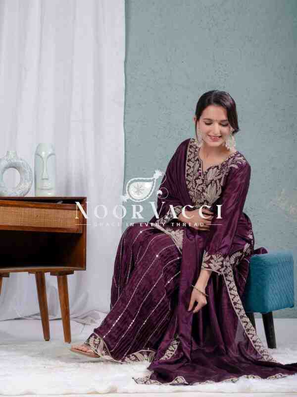 Pure Heavy Chinnon Silk Sharara Suit Set with Dupatta - Image 2