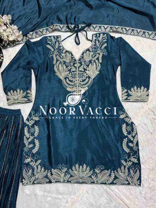 Pure Heavy Chinnon Silk Sharara Suit Set with Dupatta - Image 6