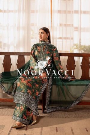Shop French Silk Embroidered Top with Digital Print Plazo Set and Faux Georgette Dupatta