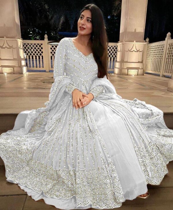 Shop Elegant Faux Georgette Top Lehenga Set with Soft Net Dupatta