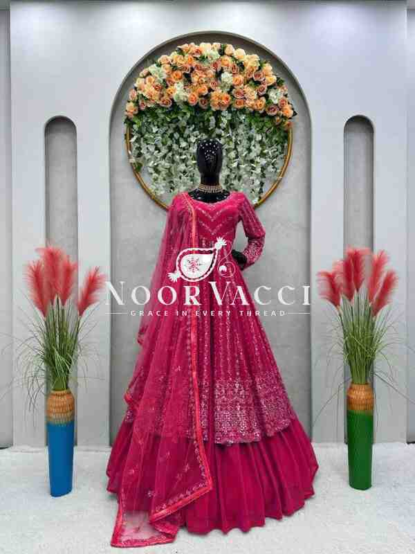 Elegant Faux Georgette Top Lehenga Set with Soft Net Dupatta - Image 2