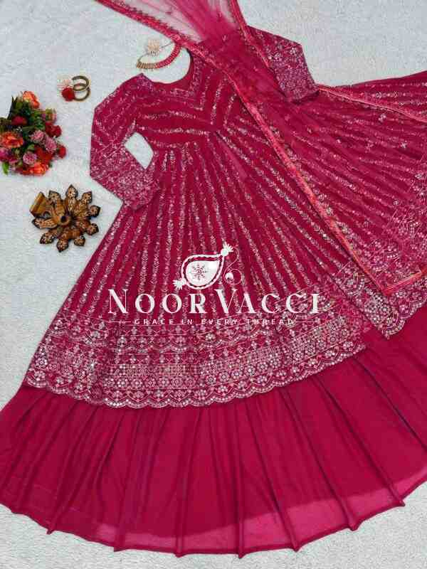 Elegant Faux Georgette Top Lehenga Set with Soft Net Dupatta - Image 4