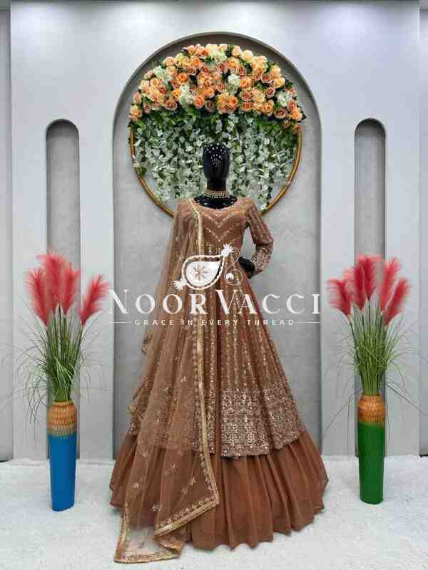 Elegant Faux Georgette Top Lehenga Set with Soft Net Dupatta - Image 2