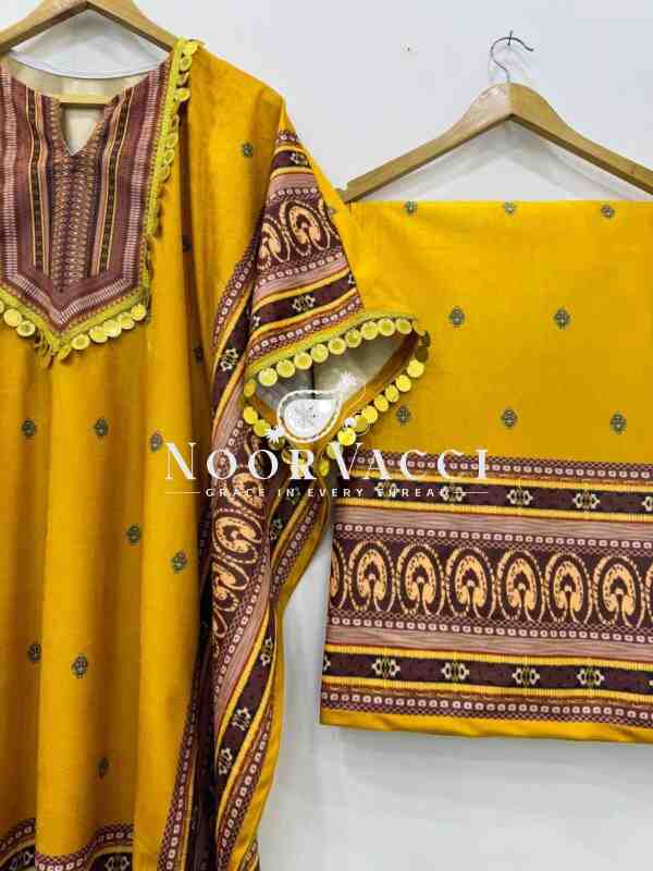 Viscose Velvet Kaftan with Digital Print and Matching Plazo Set - Image 5