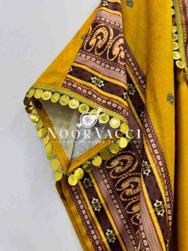 Viscose Velvet Kaftan with Digital Print and Matching Plazo Set - Image 6