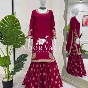 Crunchy Silk Sharara Set with Coding Dori and Sequence Work