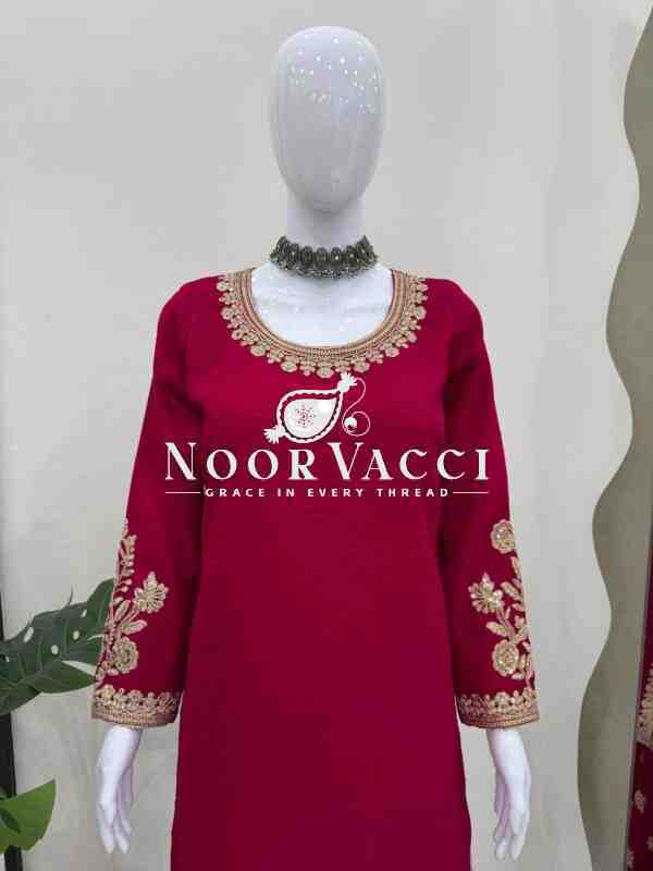 Crunchy Silk Sharara Set with Coding Dori and Sequence Work - Image 3