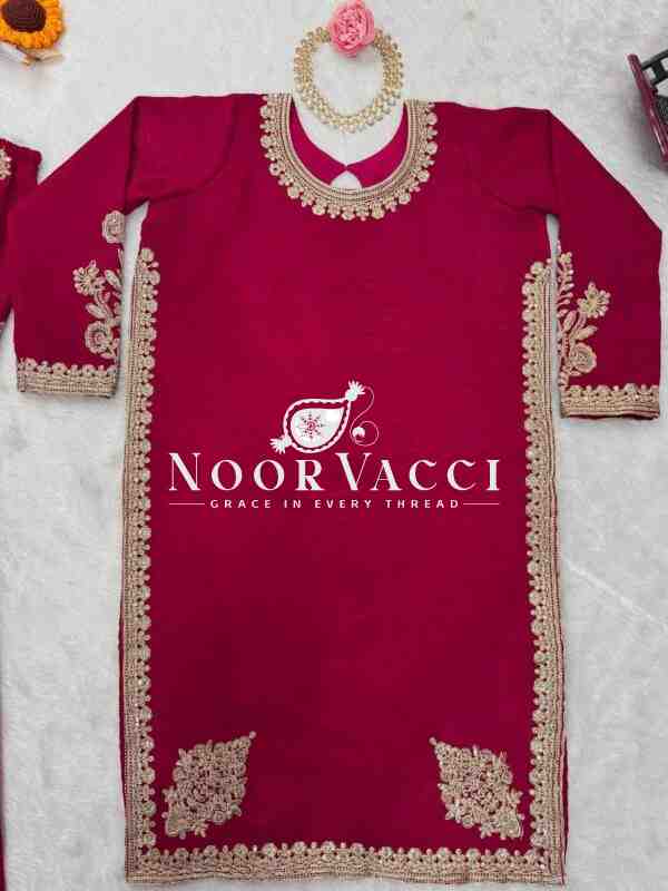 Crunchy Silk Sharara Set with Coding Dori and Sequence Work - Image 4