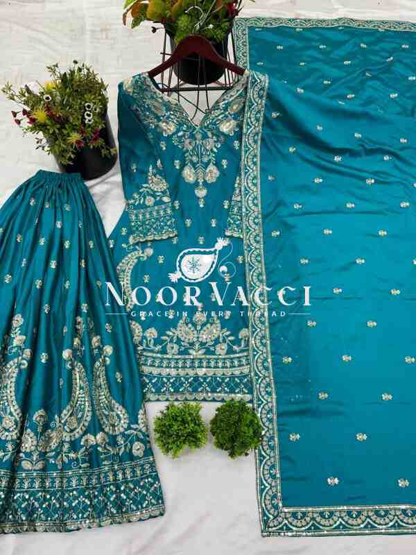 Chinon Silk Embroidered Sharara Set with Dupatta – Party Wear Look - Image 6