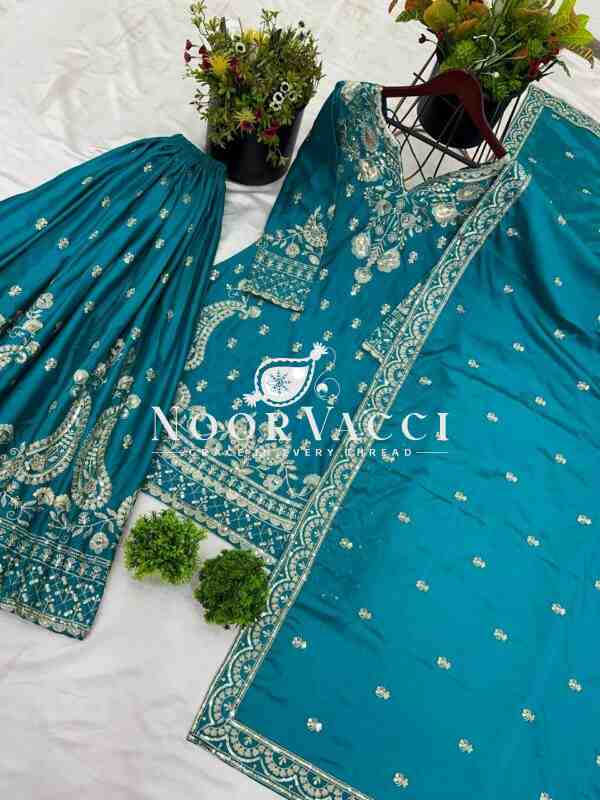 Chinon Silk Embroidered Sharara Set with Dupatta – Party Wear Look - Image 7