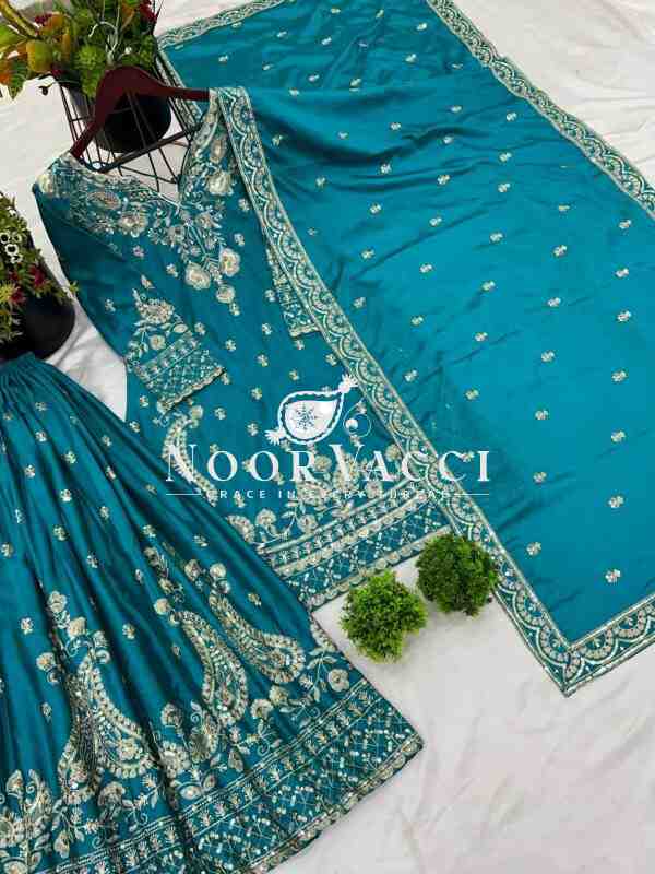 Chinon Silk Embroidered Sharara Set with Dupatta – Party Wear Look - Image 5