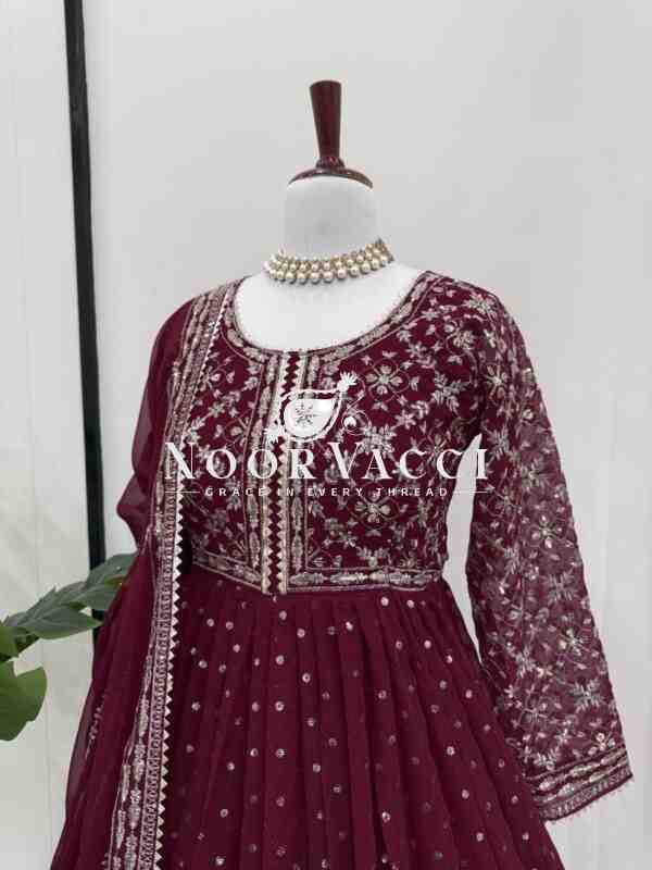 Foux Gorgette Embroidered Kurti with Dupatta Set - Image 7