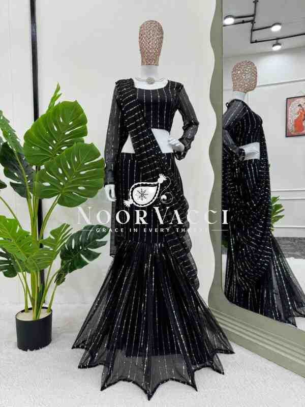 Ready-to-Wear Lycra Lehenga Saree with Fancy Choli